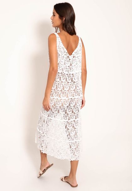 Vestido De Crochê Com Vazado Regata