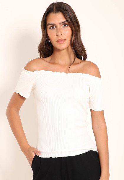 Blusa Feminina Ciganinha Manga Curta Texturizada